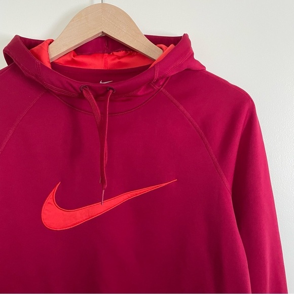 Nike Tops - Nike Burgundy & Orange Therma Dri-Fit Training Hoodie Sweatshirt Size S